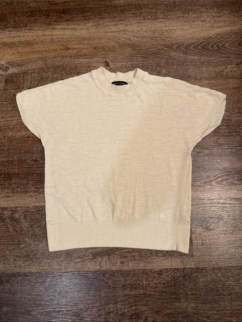 Banana Republic Cream Ribbed Mock Neck Knit Top